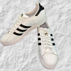 Adidas Superstar Shoes Sneaker C77124 Cloud White Core Black Men's Size 19 NWT‎